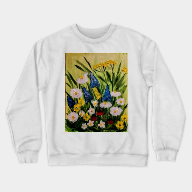 wild abstract mixed flowers in the field Crewneck Sweatshirt by kkartwork